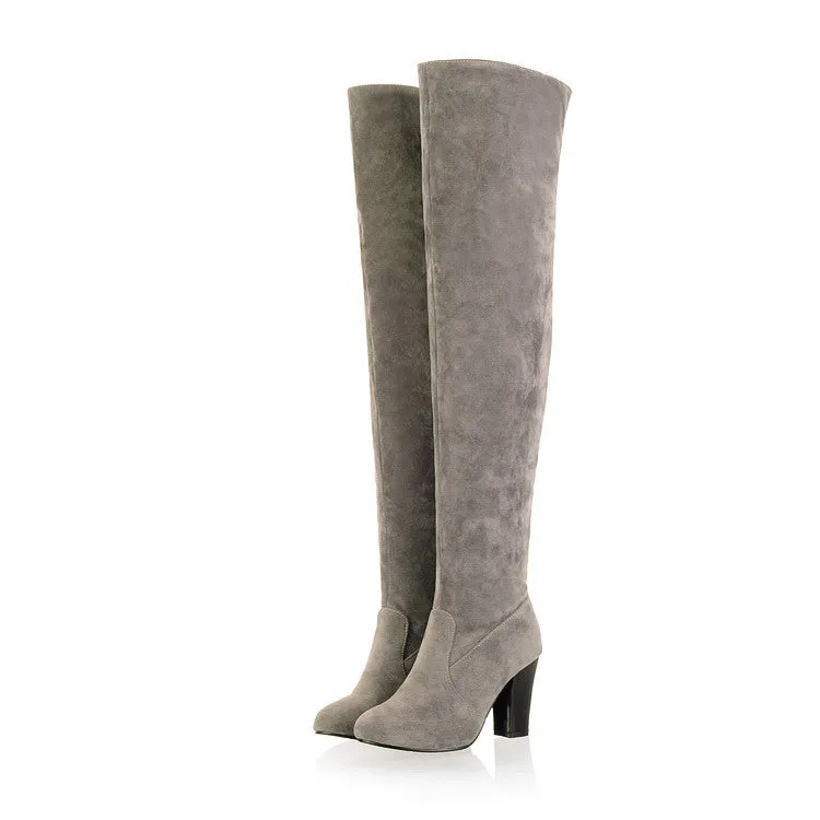 Flock High Heels Over the Knee Boots for Women 1919