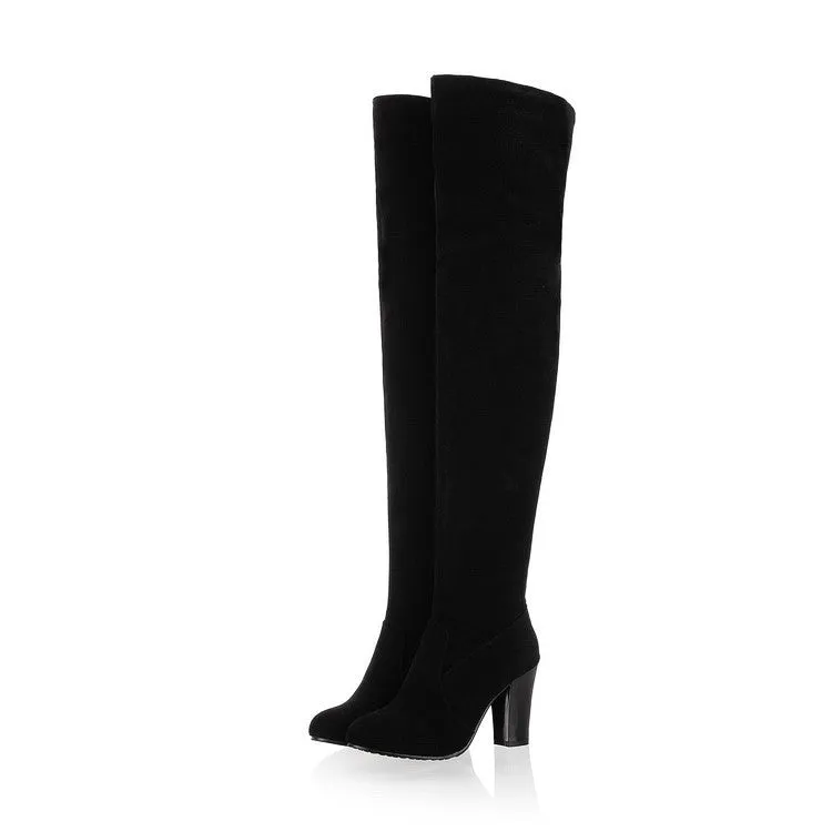 Flock High Heels Over the Knee Boots for Women 1919