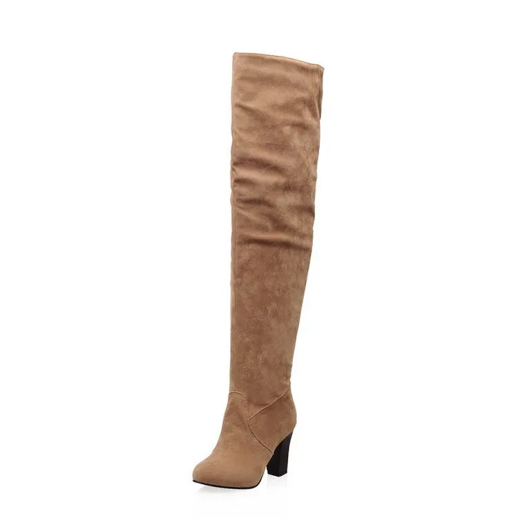 Flock High Heels Over the Knee Boots for Women 1919