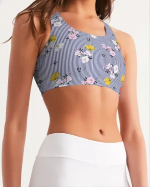 Floral Strips Women's Seamless Sports Bra