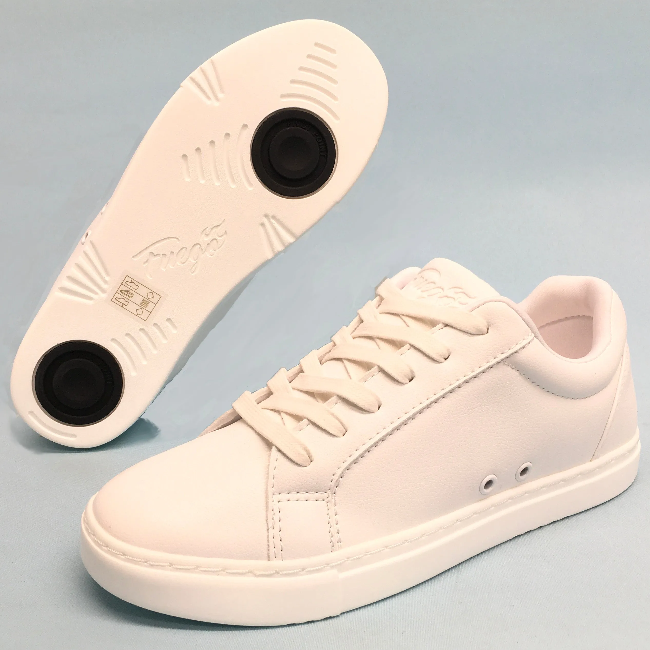 Fuego: Low-Top Dance Sneaker | All White | MED | Flat Full Rubber Sole | VEGAN