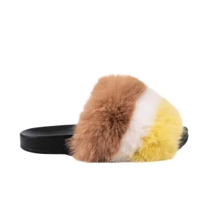 FUNKY MONKEY -  Faux Fur Slides Fuzzy Slippers Indoor/Outdoor