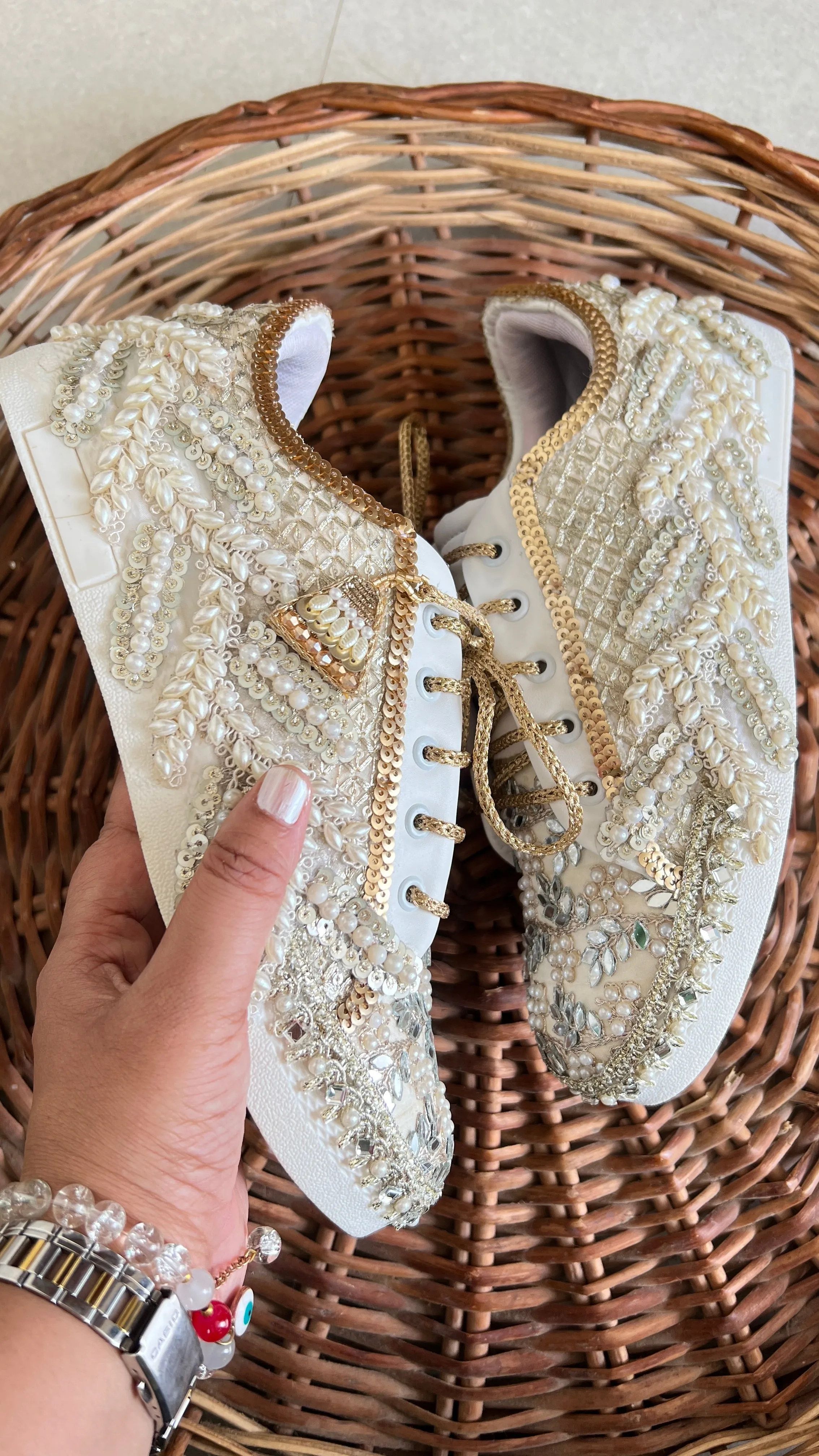 FUNKY N TRENDY gold / rose gold mirror sneakers / sneakers for brides /handcrafted sneakers/ mirror sneakers / bridal sneakers / bridesmaid sneakers/ gold sneakers / mirror shoes/ rose gold sneakers