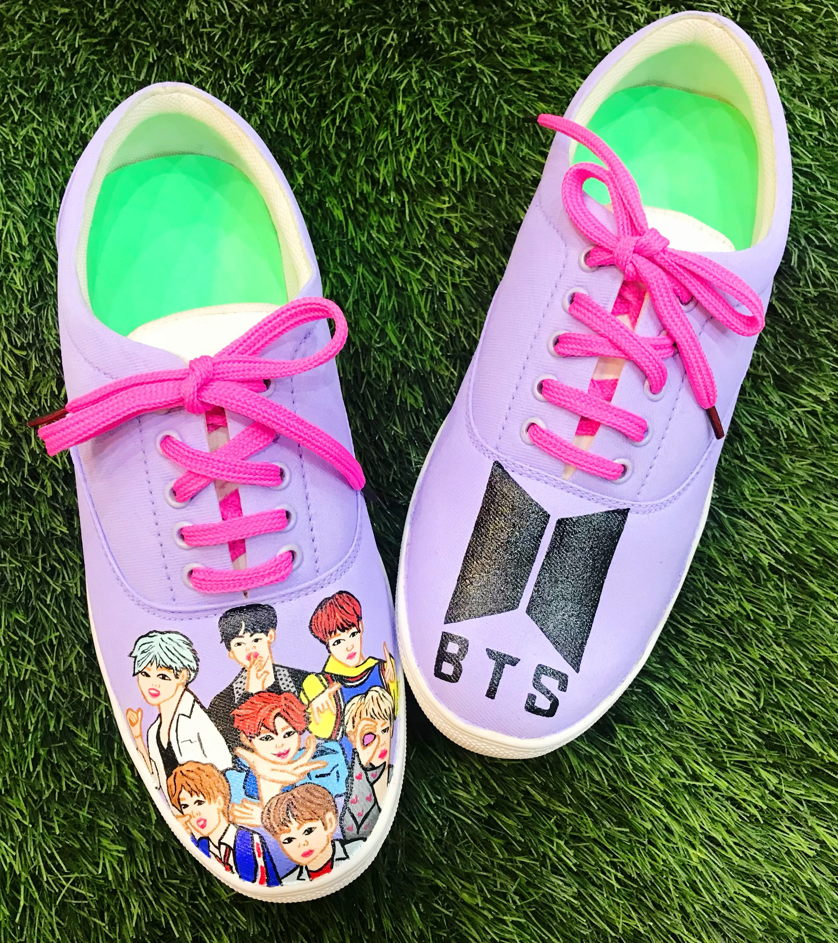 Funky N Trendy hand painted water resistant BTS theme PURPLE casual shoes