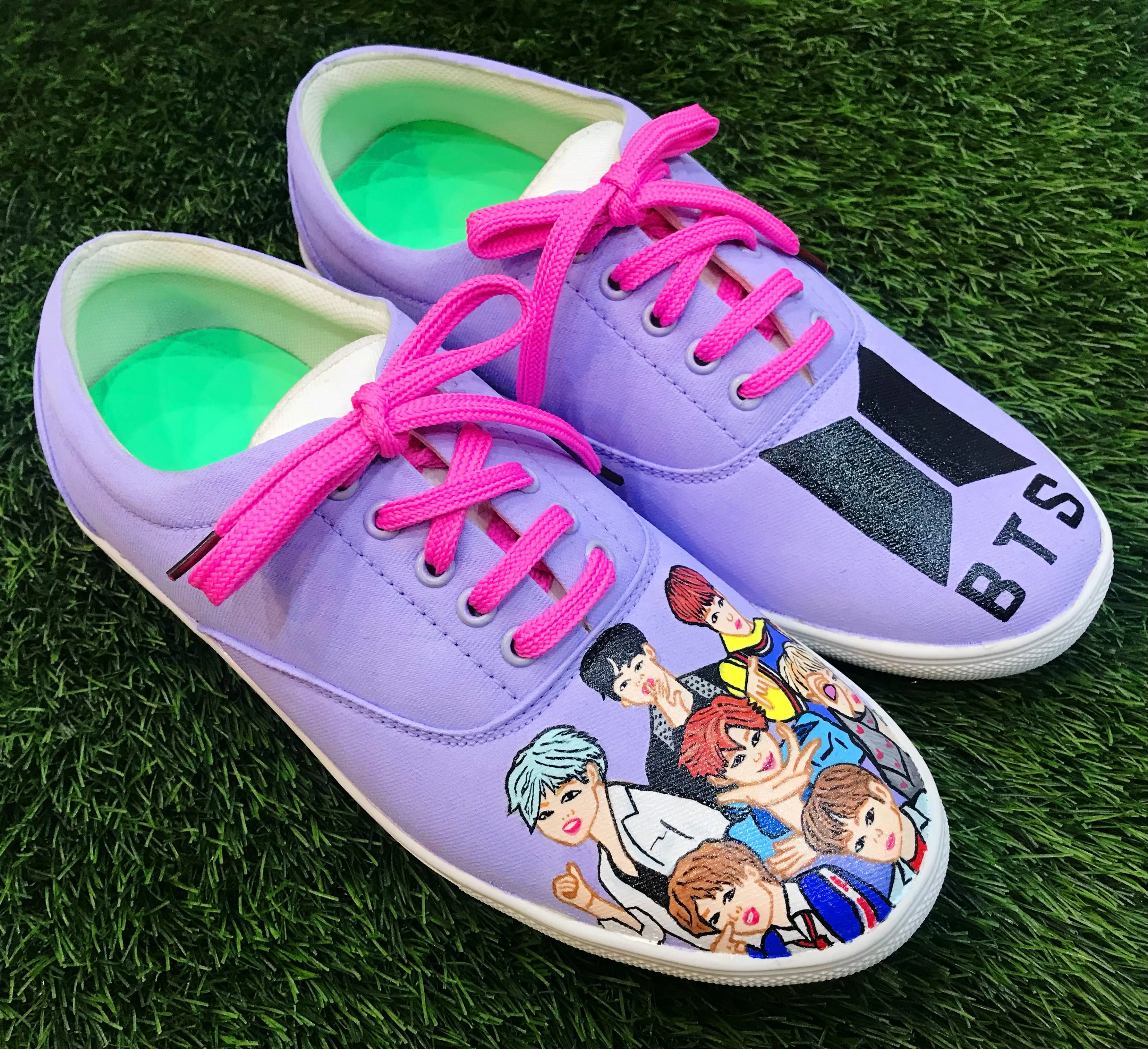 Funky N Trendy hand painted water resistant BTS theme PURPLE casual shoes