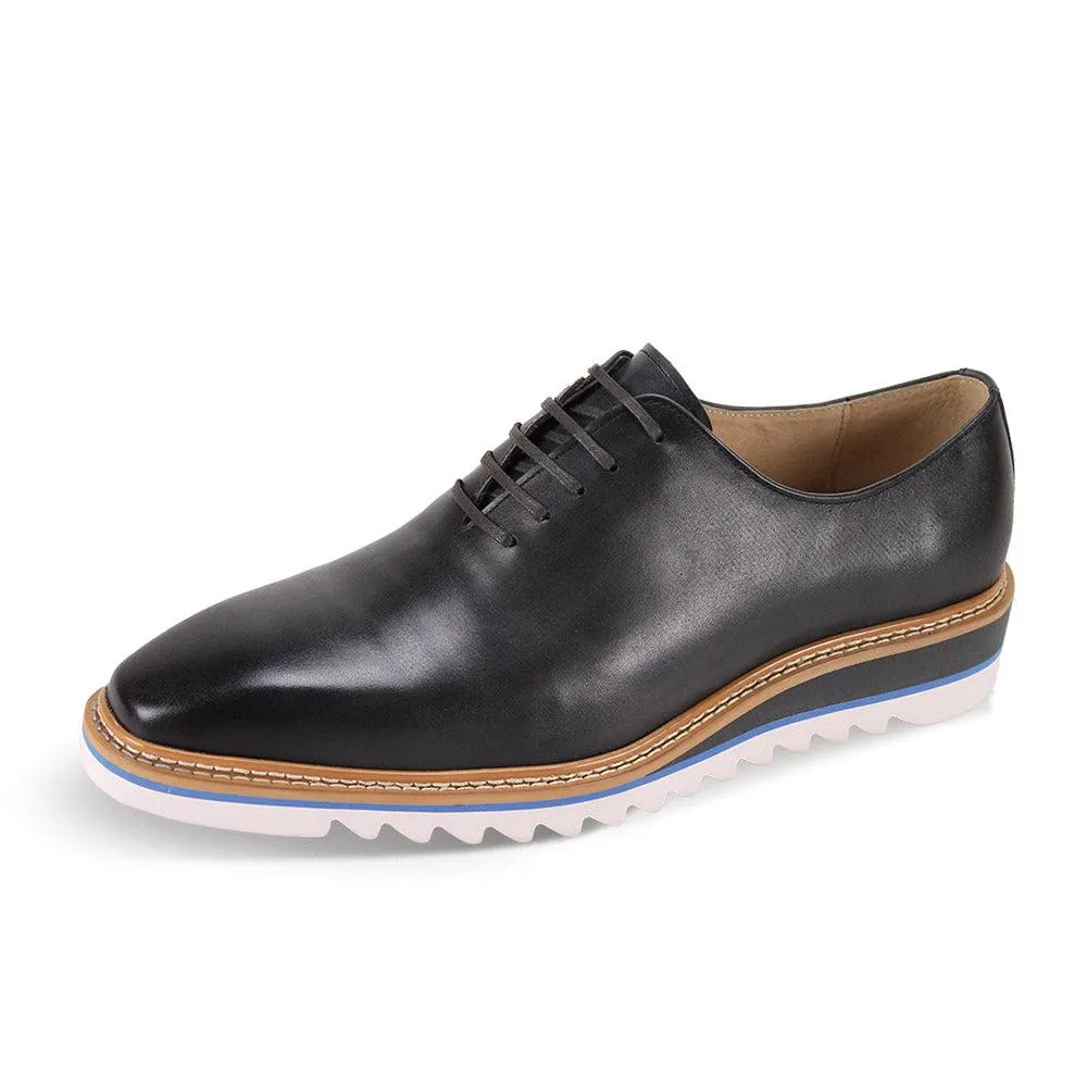 Giovanni Charcoal Gray Men's Oxford Lace-up Leather Shoes Rubber Sole