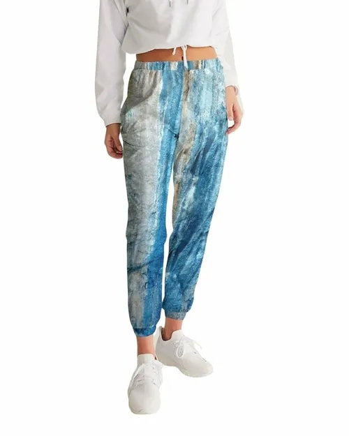 Girls Sportswear Gray Blue And White Abstract Style Track Pants