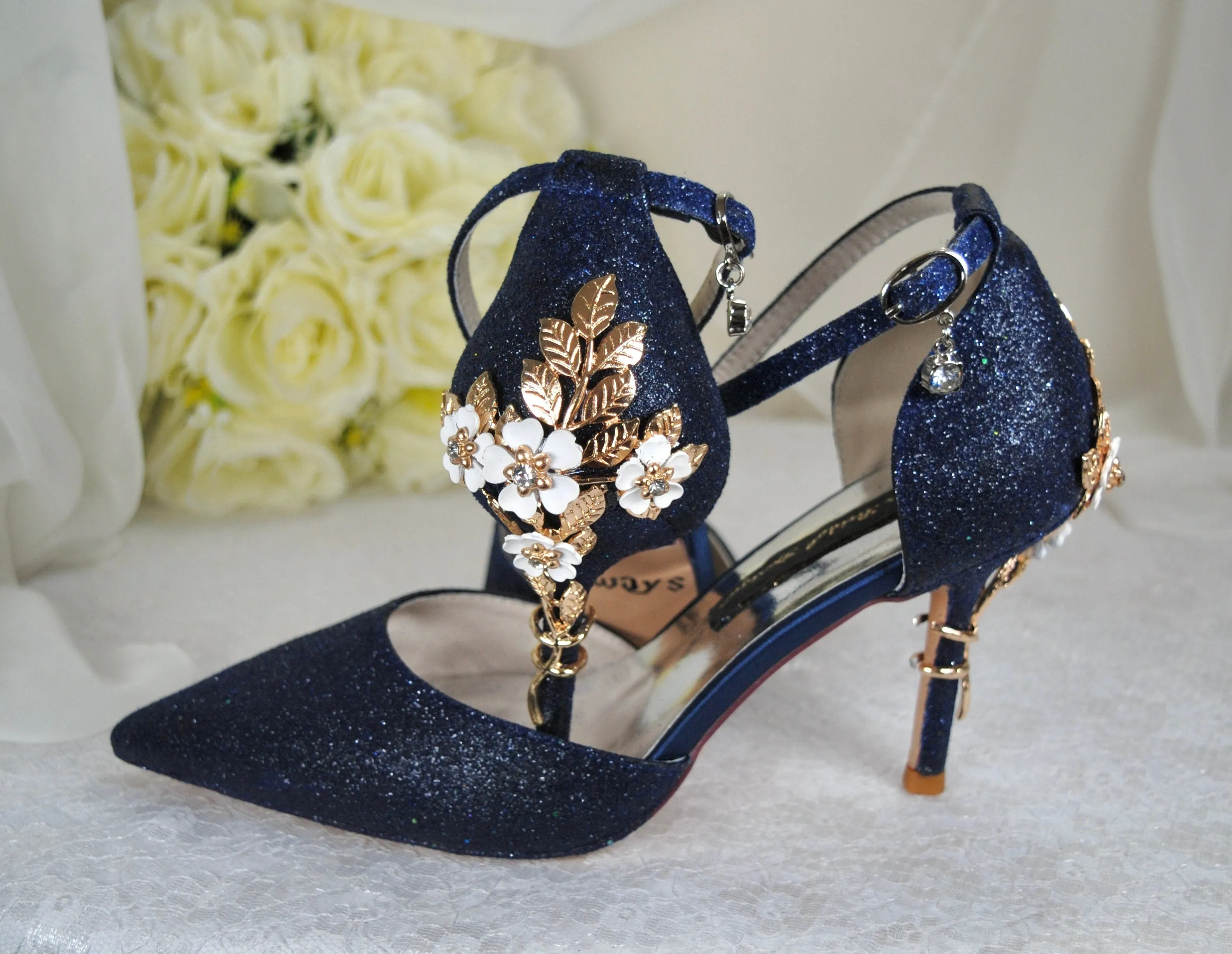 Glitter Wedding Shoes with 'Cherry Blossom'