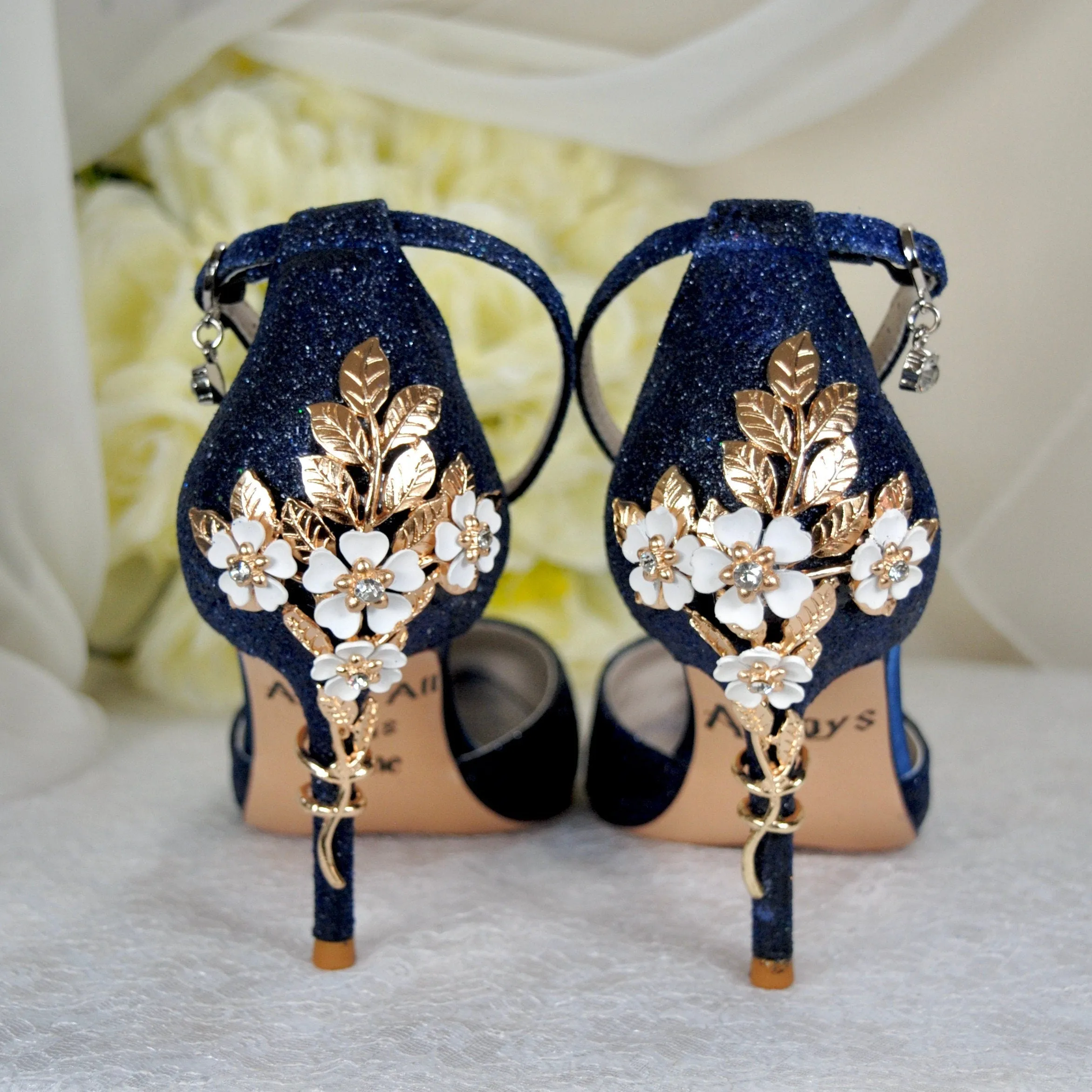 Glitter Wedding Shoes with 'Cherry Blossom'