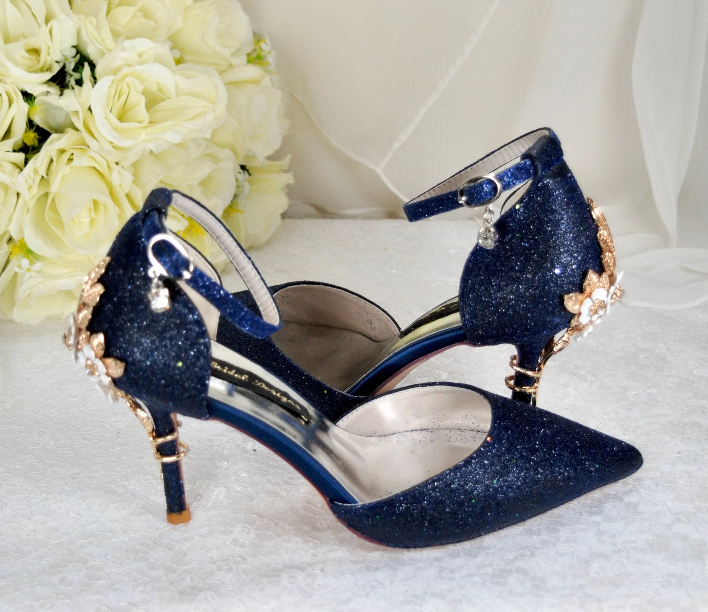 Glitter Wedding Shoes with 'Cherry Blossom'