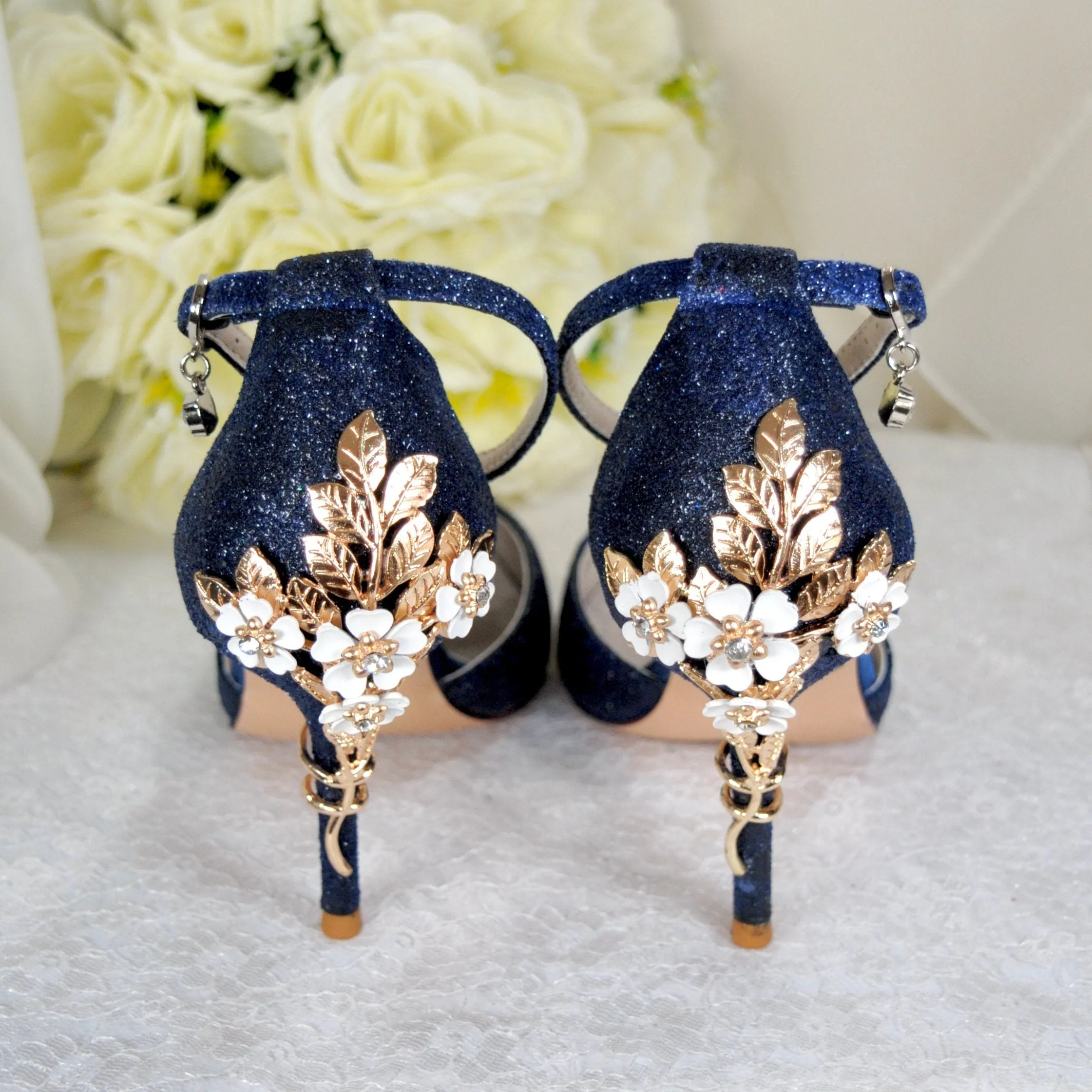 Glitter Wedding Shoes with 'Cherry Blossom'