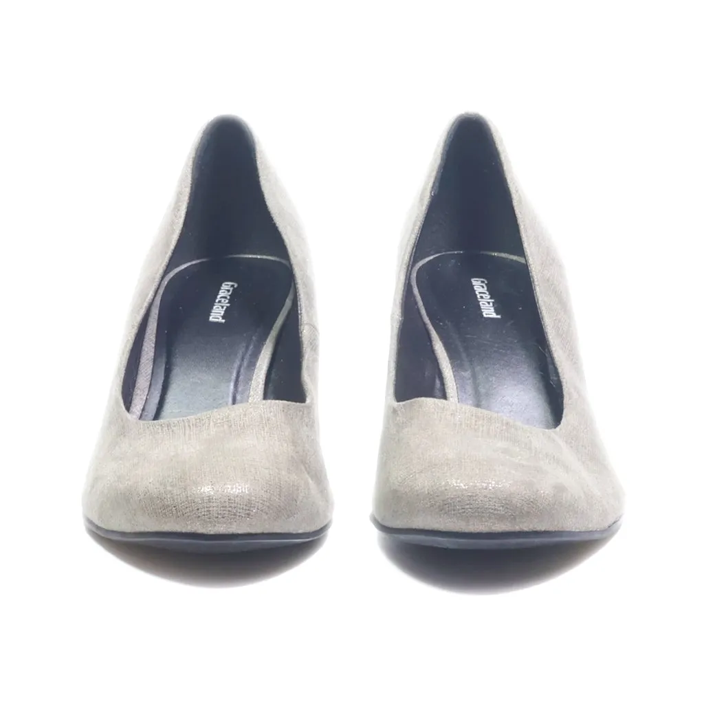 Graceland Mid-Heel Shoes Suede Grey Colour For Women