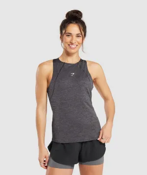 Gymshark Running Tank - Black/Silhouette Grey Marl