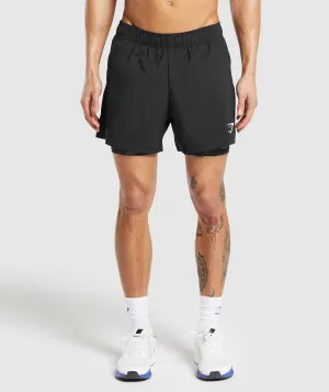 Gymshark Sport  5" 2 in 1 Shorts - Black/Asphalt Grey