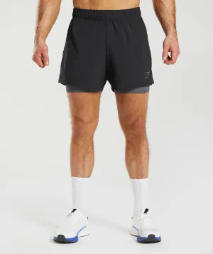 Gymshark Sport 5" 2 In 1 Shorts - Black/Silhouette Grey