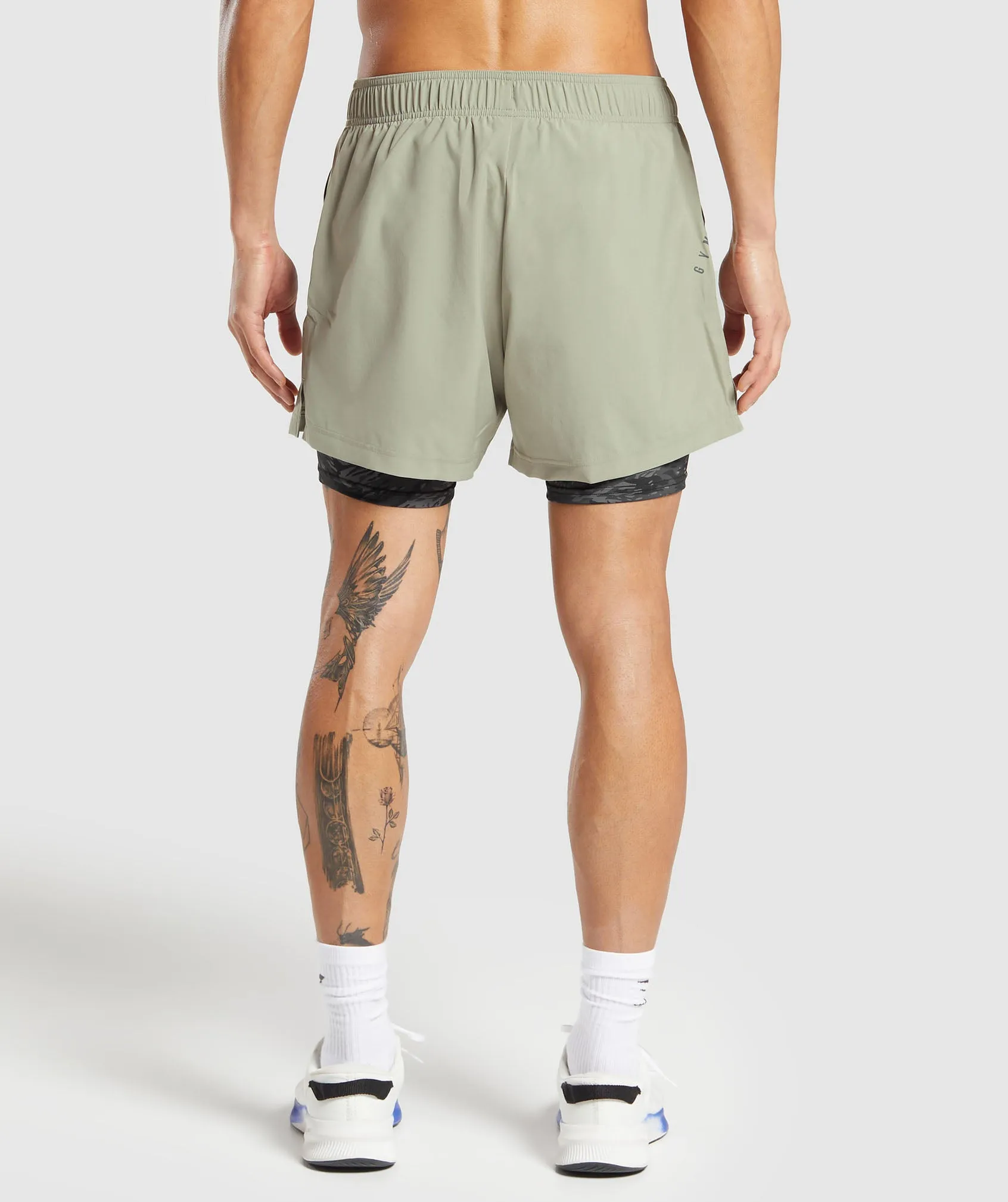 Gymshark Sport  5" 2 in 1 Shorts - Chalk Green/Asphalt Grey