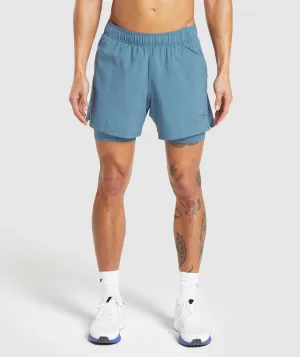 Gymshark Sport 5" 2 in 1 Shorts - Faded Blue/Faded Blue