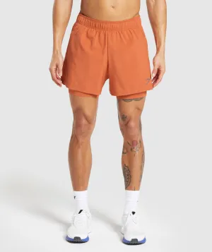 Gymshark Sport 5" 2 in 1 Shorts - Muted Orange/Muted Orange