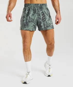 Gymshark Sport 5" Shorts - Willow Green Print