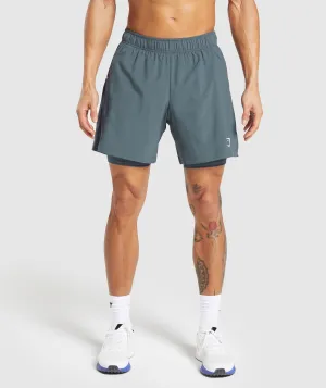 Gymshark Sport 7" 2 in 1 Shorts - Titanium Blue