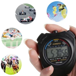 Handheld Digital LCD Sports Stopwatch Chronograph Counter Timer w/Strap