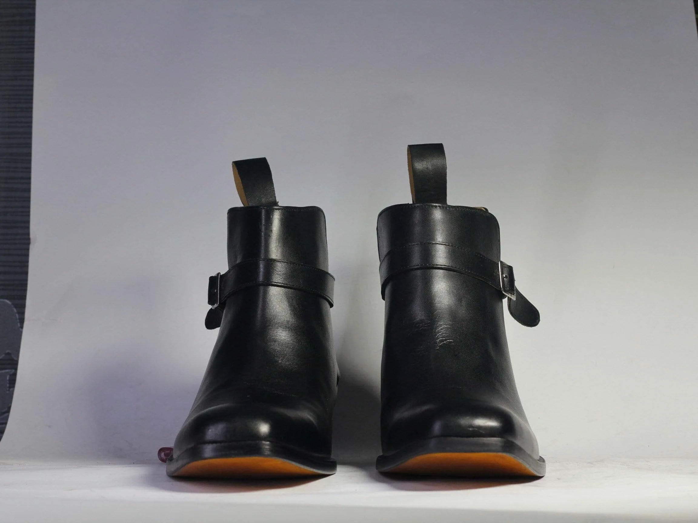 Handmade Ankle Black Jodhpurs Leather Boot