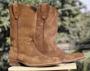 Handmade Men's Ankle High Brown Suede Boot