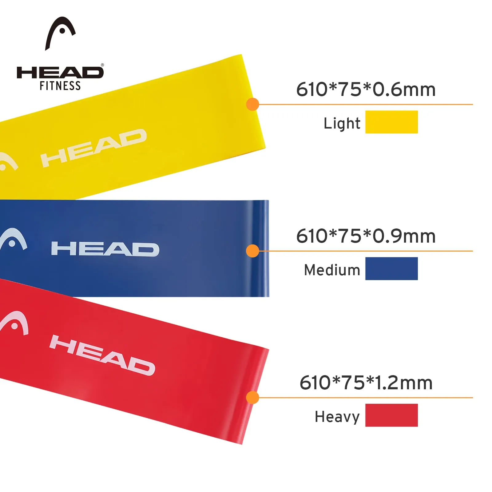 HEAD Expand Band - Unbreakable Resistance Band | Stretching Pull Up Bands | Home & Gym Accessory | Premium Latex Bands | Maximum Size Retention (Three Size/Three Colors, 7 cm Wide)