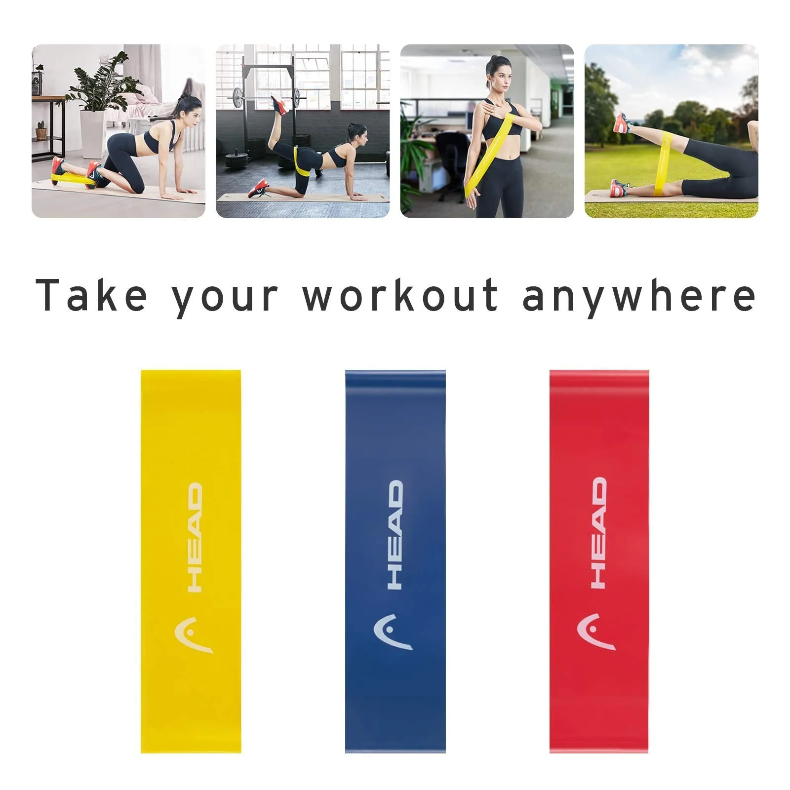 HEAD Expand Band - Unbreakable Resistance Band | Stretching Pull Up Bands | Home & Gym Accessory | Premium Latex Bands | Maximum Size Retention (Three Size/Three Colors, 7 cm Wide)