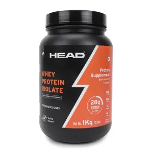 Head Premium 100% Whey Protein Powder Isolate, Pack of 1Kg for Athlete, Vanilla Flavor, 30 Serving, Sports & Fitness Enthusiast, Muscle Strength & Bone Health, Sugarfree - Primary Source - Whey Isolate (Sourced From Europe)