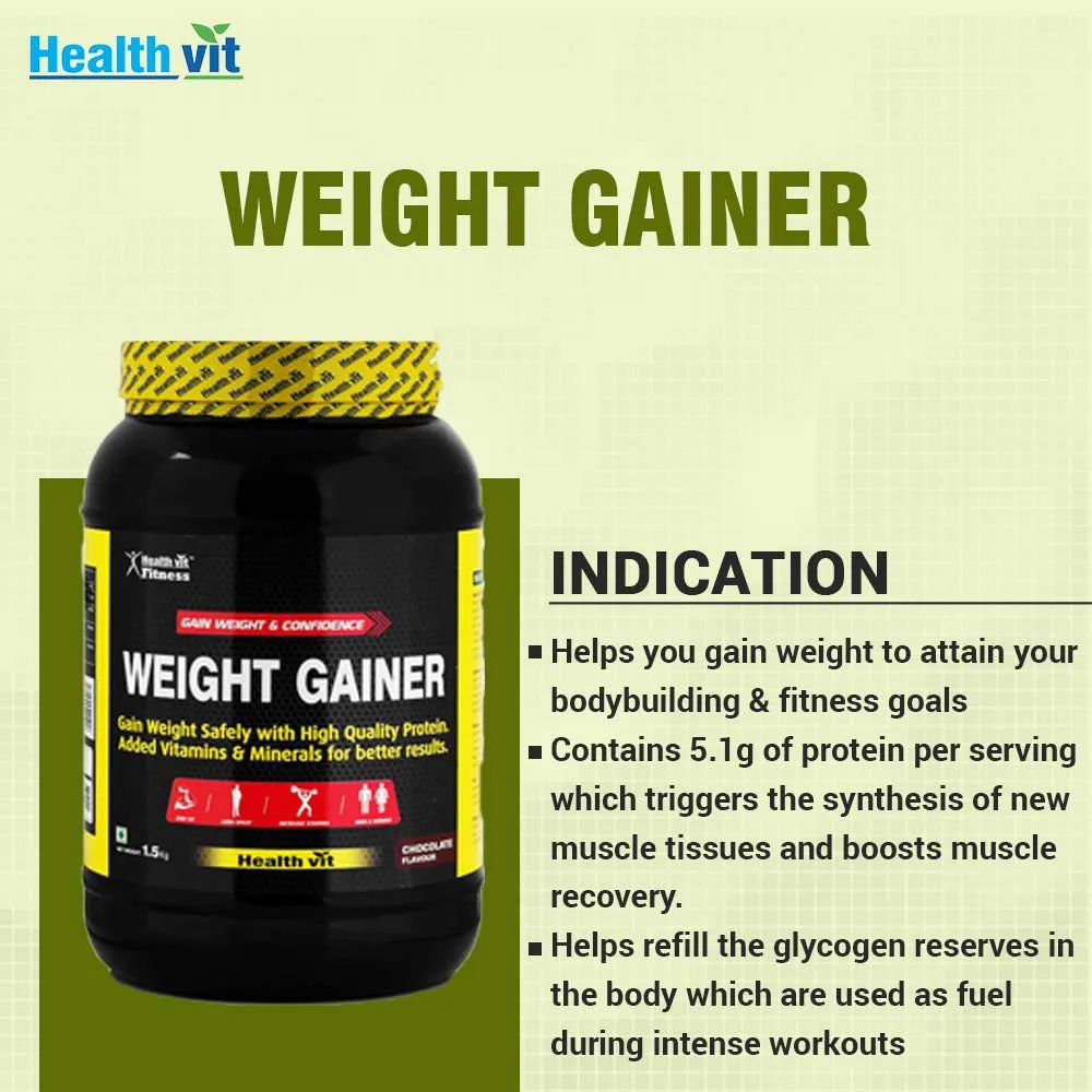 Healthvit Fitness Weight Gainer, Chocolate Flavour 1.5kg / 3.3 lbs