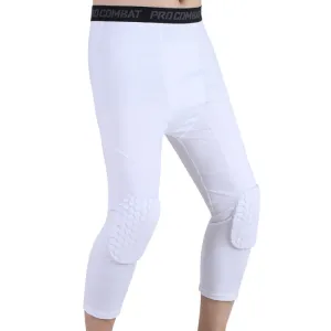 High Elastic Lycra Honeycomb Crash Pants Men Basketball Fitness Seven-tenths Sweatpants, Specification: M(White)