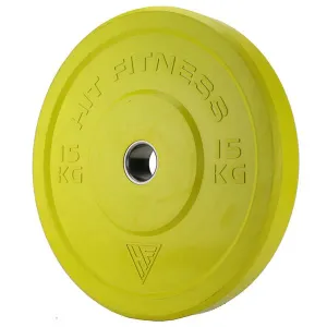 Hit Fitness 15kg Commercial Coloured Rubber Bumper Plate