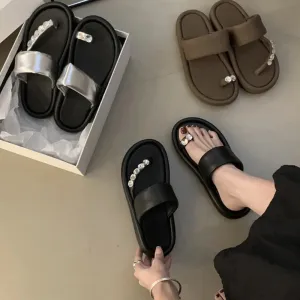 Hnzxzm 2024 Summers Women Slippers Fashion Elegant Clip Toe Flats Slides Shoes Ladies Casaul Outdoor Beach Sandalias Flip Flop