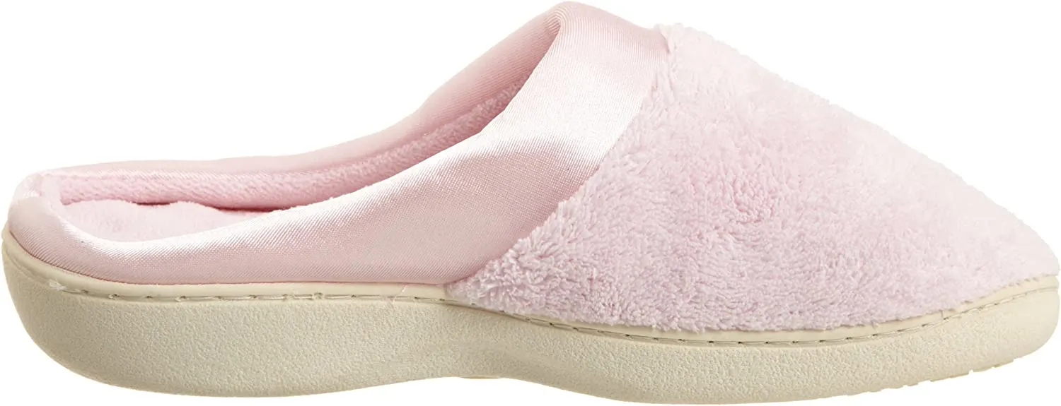 isotoner Women's Microterry Pillowstep Slippers with Satin Cuff