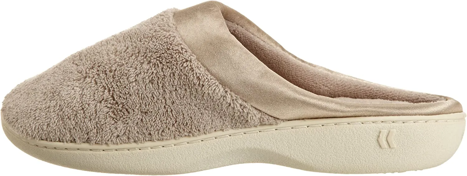 isotoner Women's Microterry Pillowstep Slippers with Satin Cuff