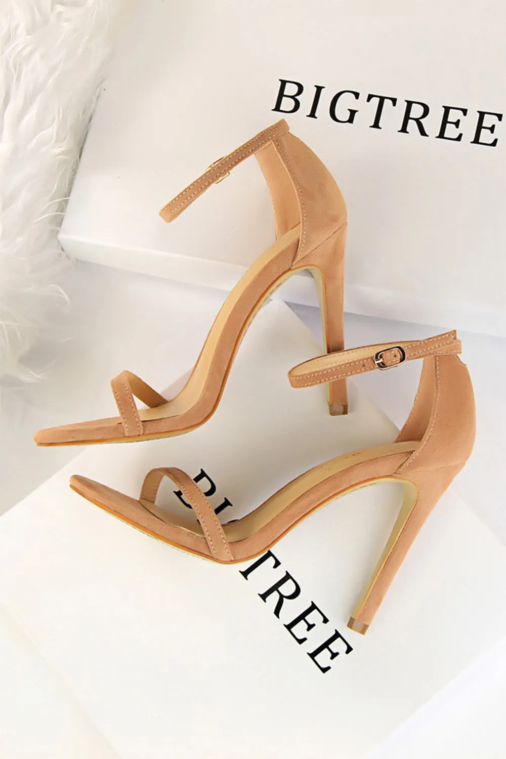 JOSKAA Woman Elegant high heel Apricot Strappy Stiletto Heels