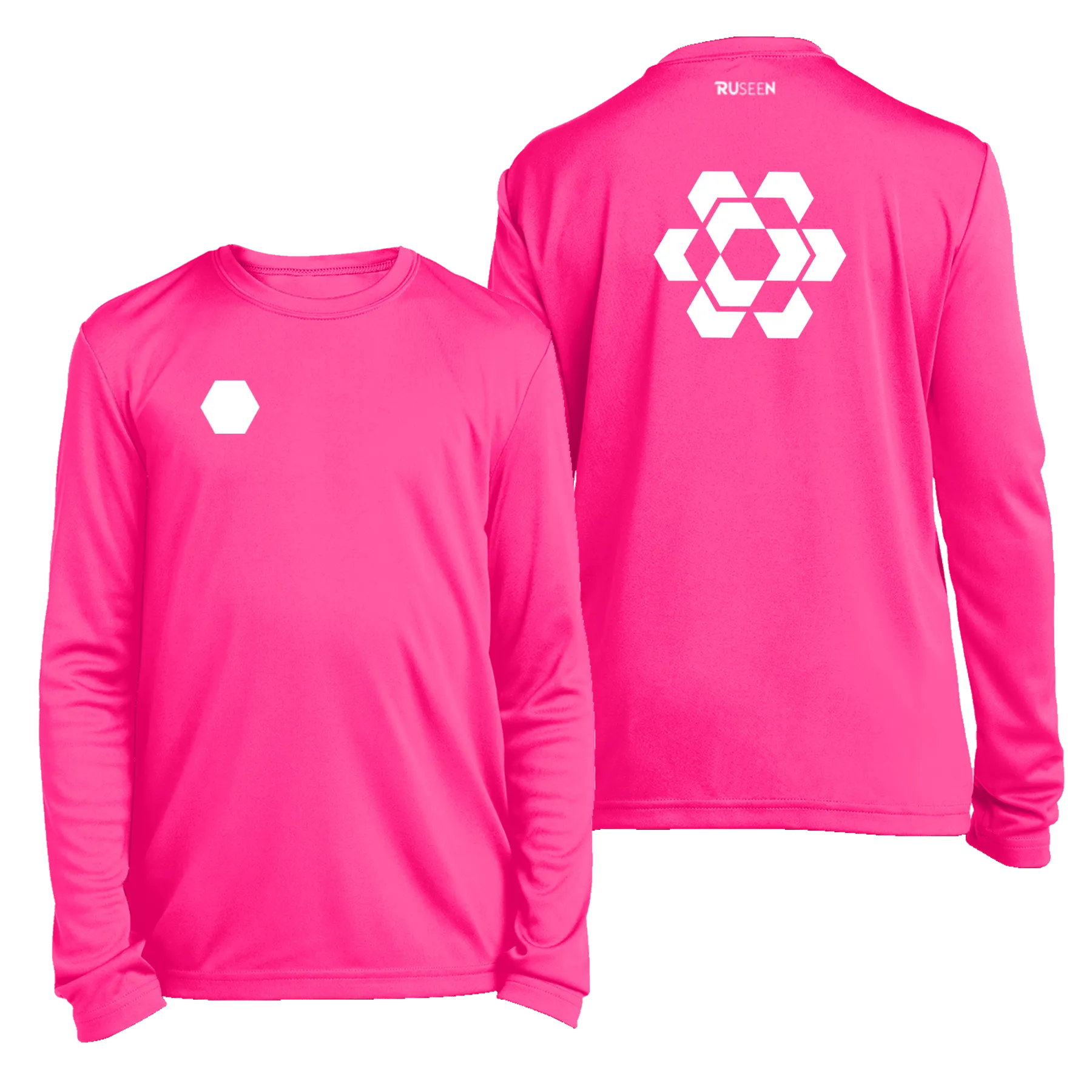 Kids Reflective Long Sleeve Shirt - Fractured Hexagon