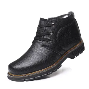 kkboxly kkboxly Men Comfy Microfiber Leather Warm Business Casual Winter Ankle Boots