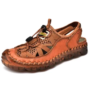 kkboxly kkboxly Men Genuine Leather Breathable Closed Toe Non Slip Soft Casual Outdoor Sandals