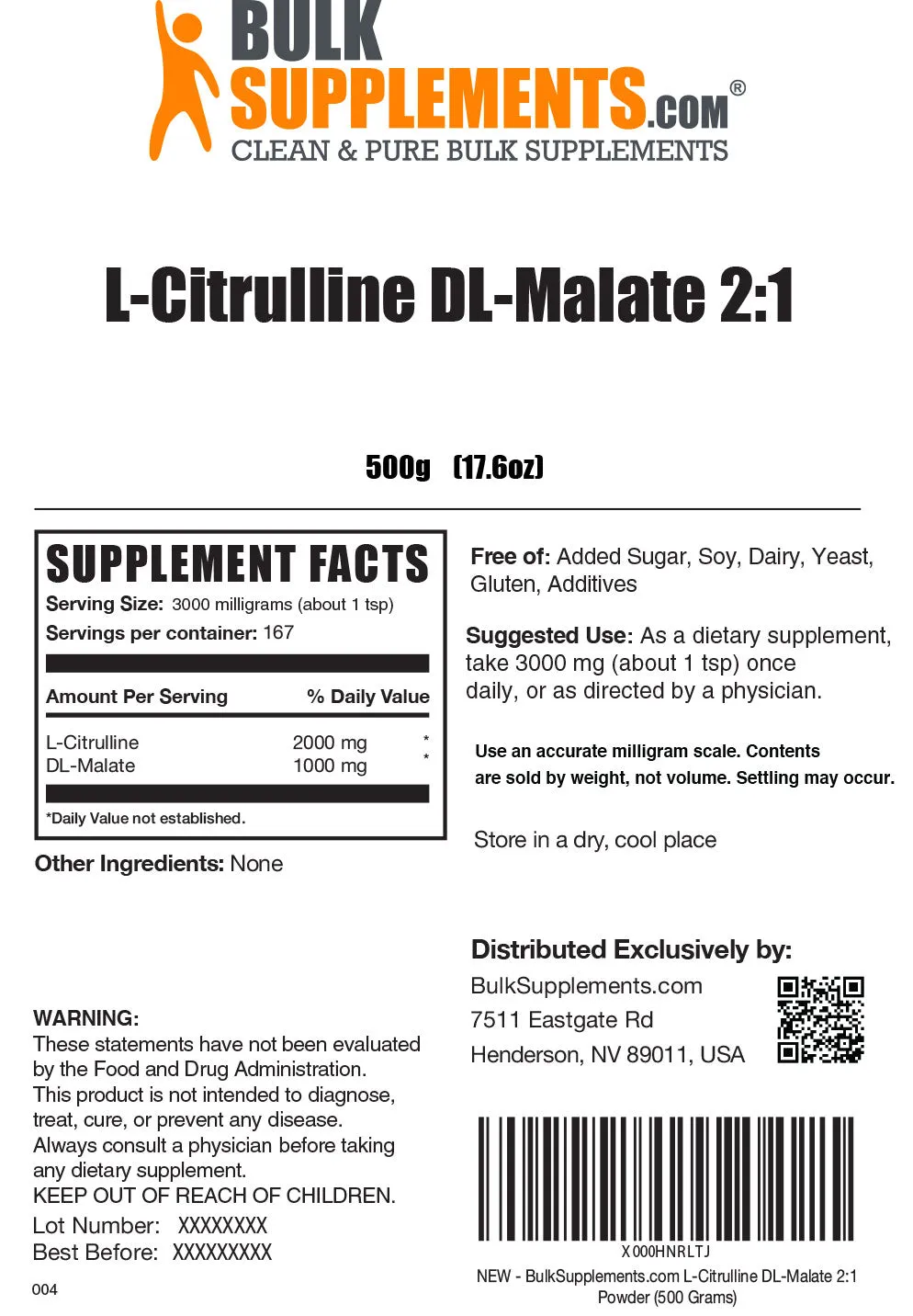 L-Citrulline DL-Malate 2:1 Powder