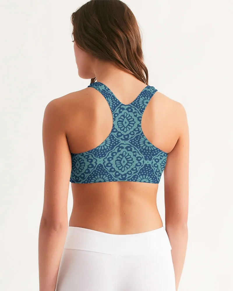 Large Mint Tile Women's Seamless Sports Bra