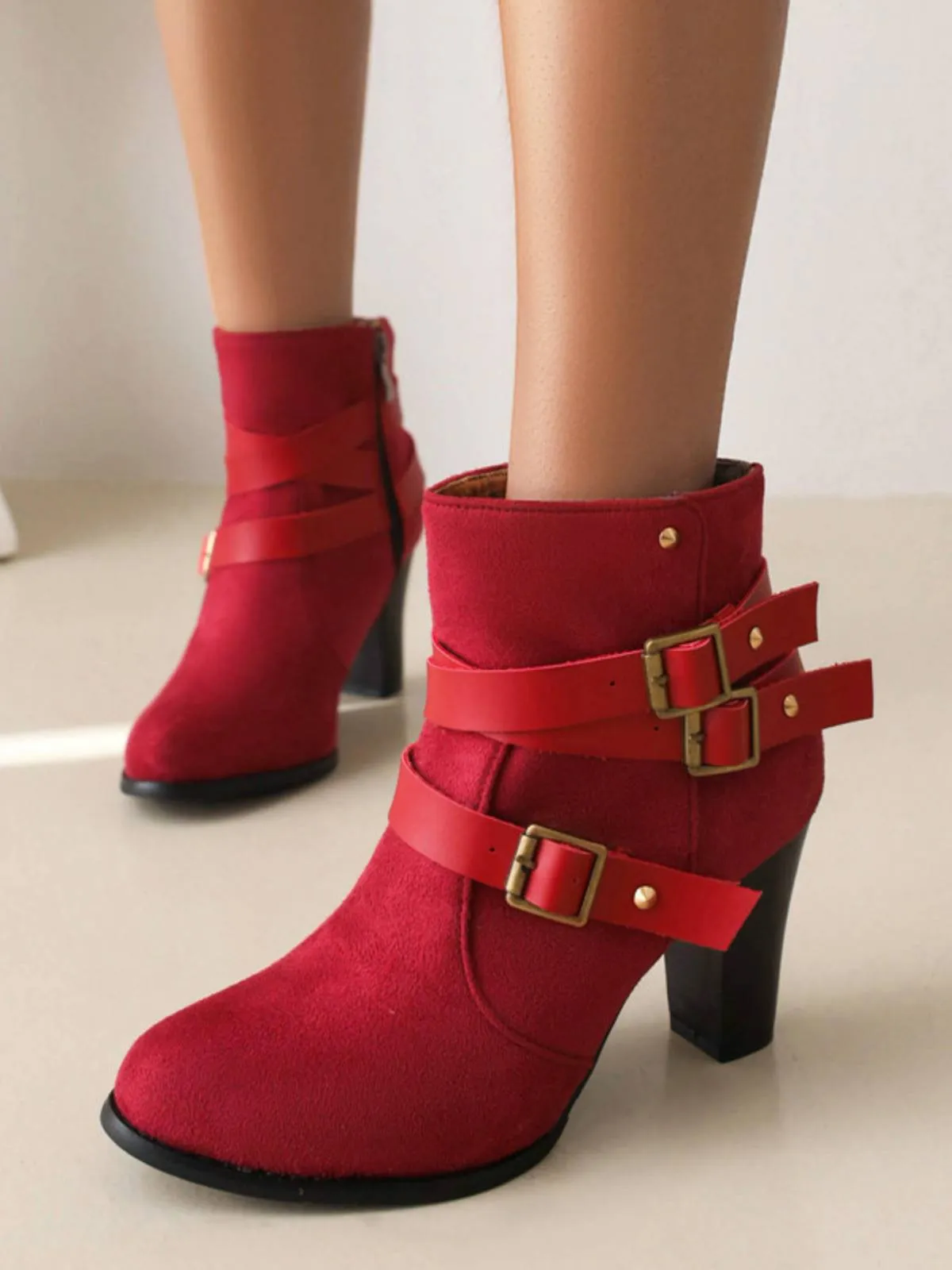 Latest Leather Belt Suede High Heel Shoes