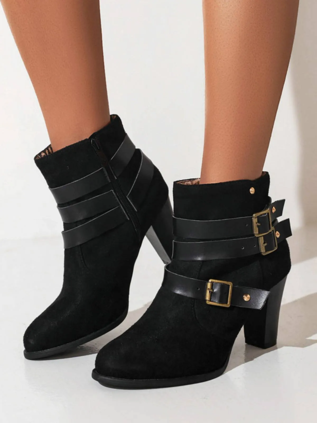 Latest Leather Belt Suede High Heel Shoes