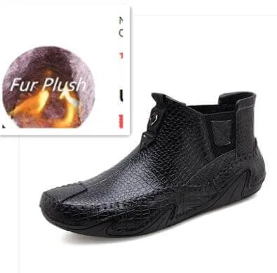 Leather Vintage Outdoor Fur Winter Ankle Boots