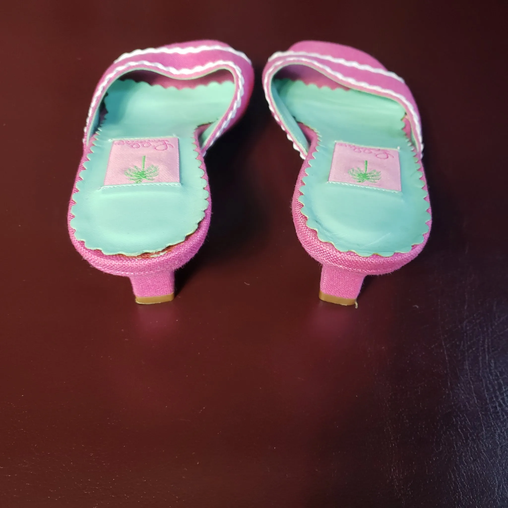 Lily Pulitzer Pink Linen Mules Size 6