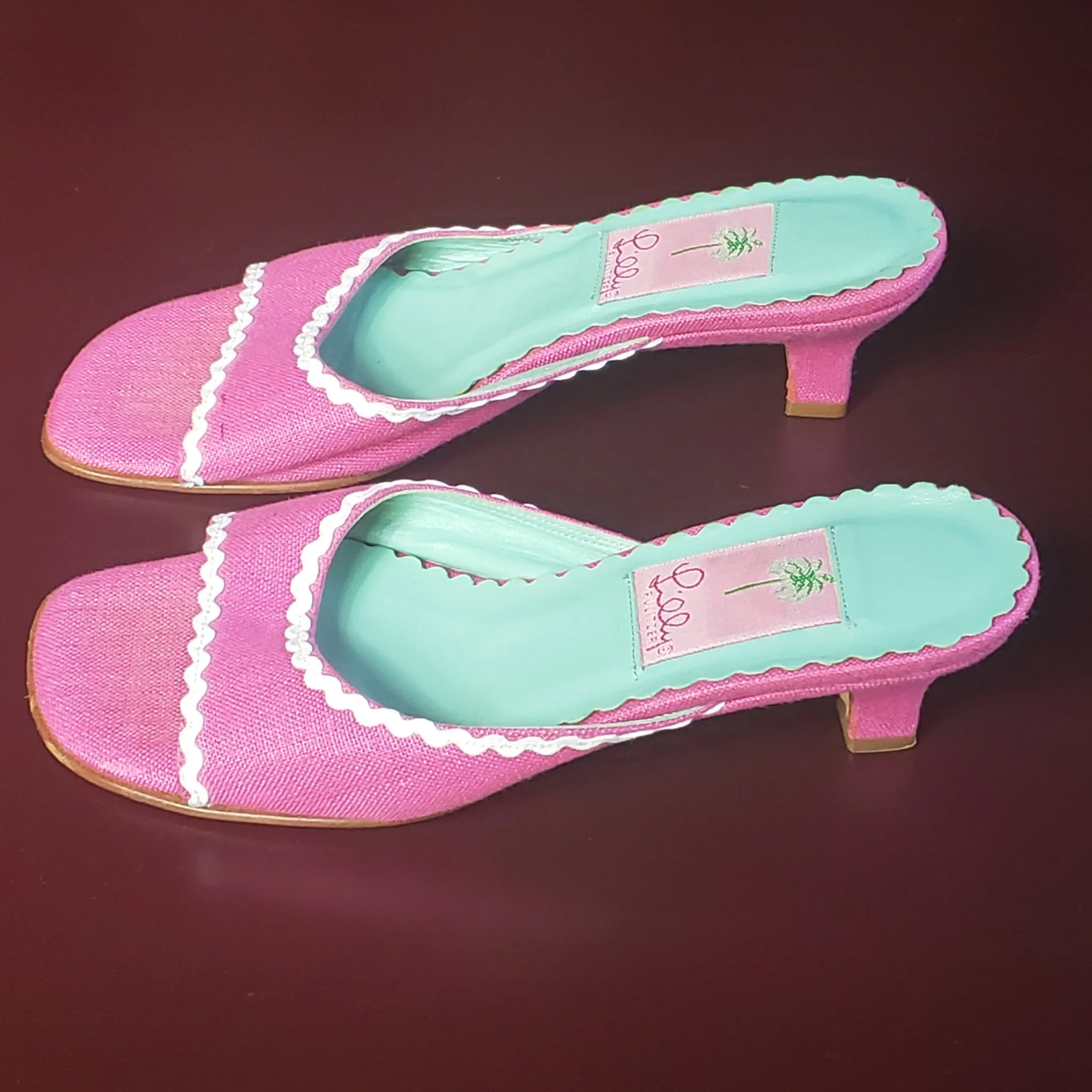 Lily Pulitzer Pink Linen Mules Size 6