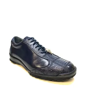 Los Altos Navy Blue Ostrich Leg Lace Up Sneakers