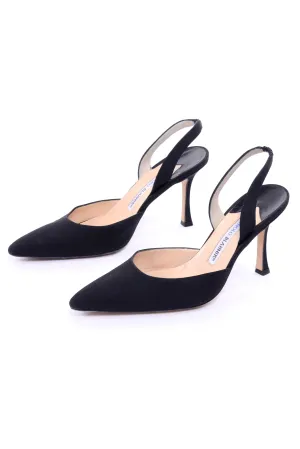 Manolo Blahnik Black Carolyne Slingback Heels in Size 38.5