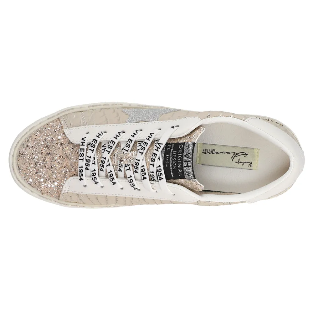 Maya Glitter Metallic Lace Up Sneakers